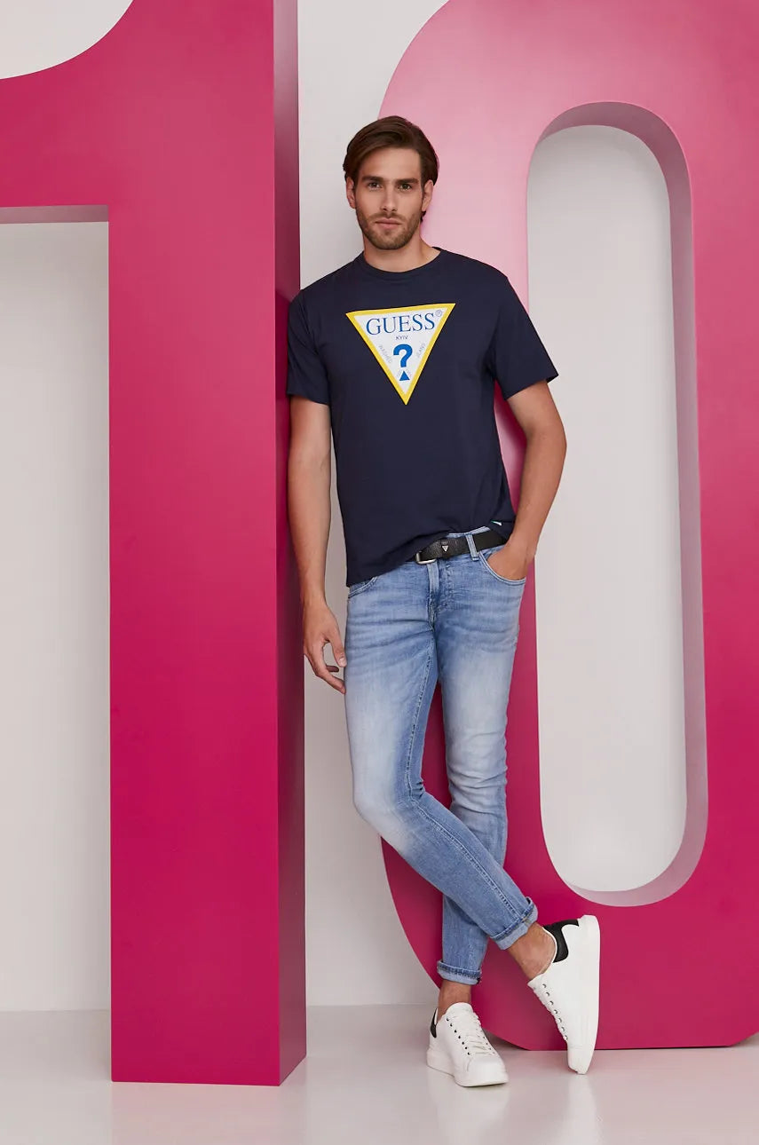 Guess Triangle Logo Tee - Navy