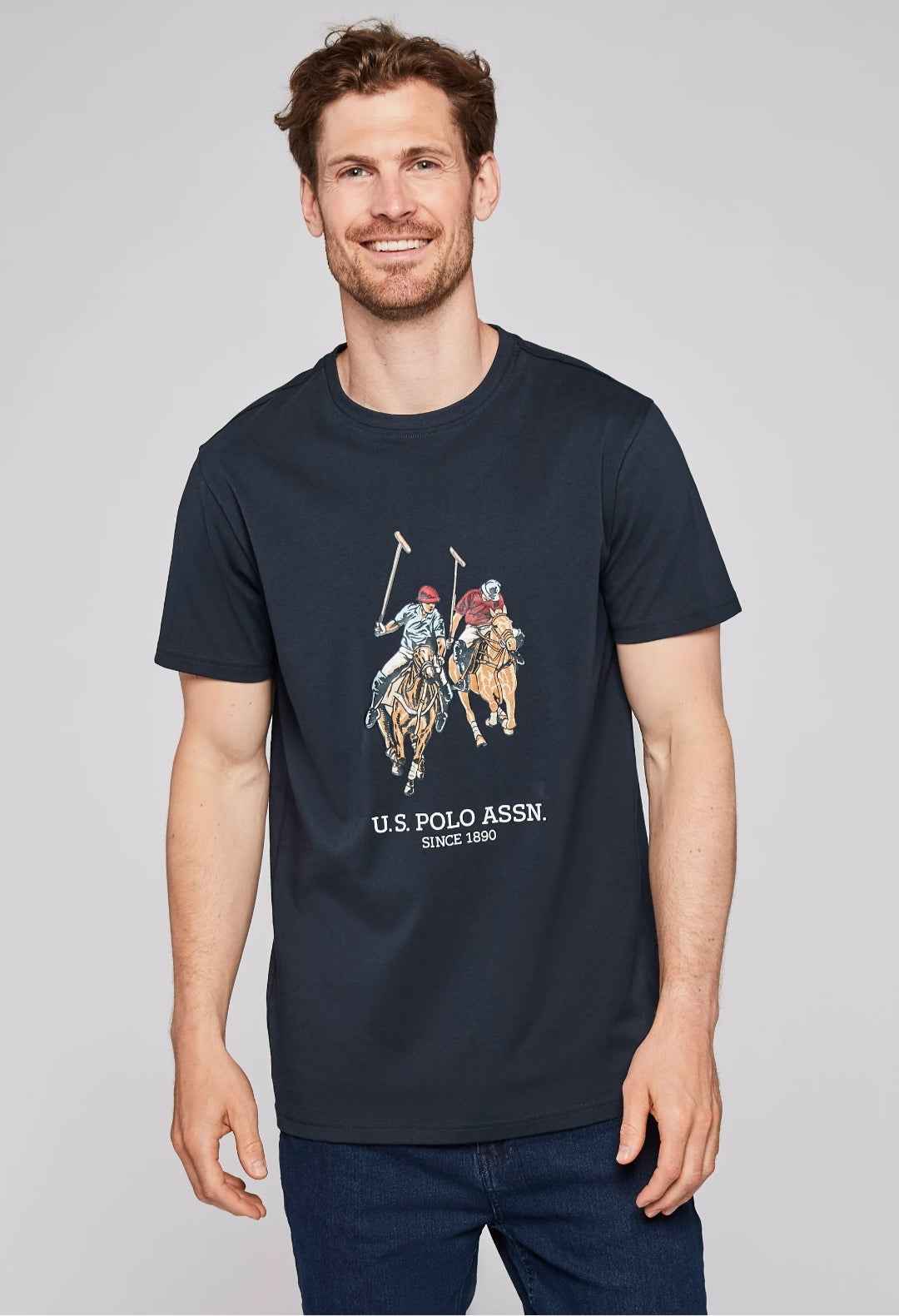 USPA Dual Pony Logo Tee - Navy