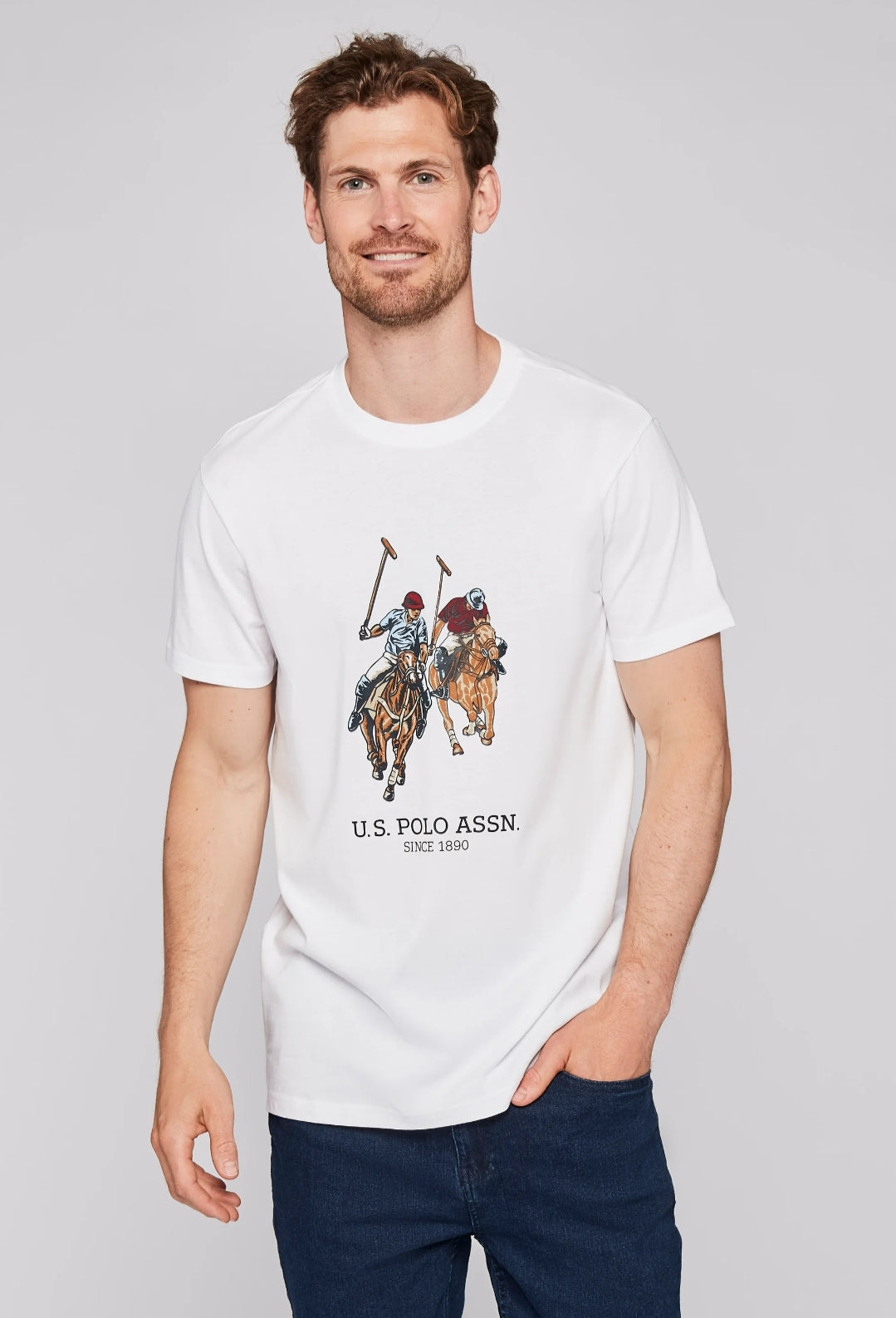 USPA Dual Pony Logo Tee - White