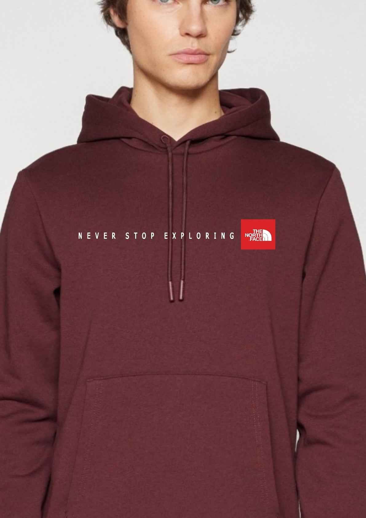 TNF Never Stop Exploring Hoodie - Burgendy