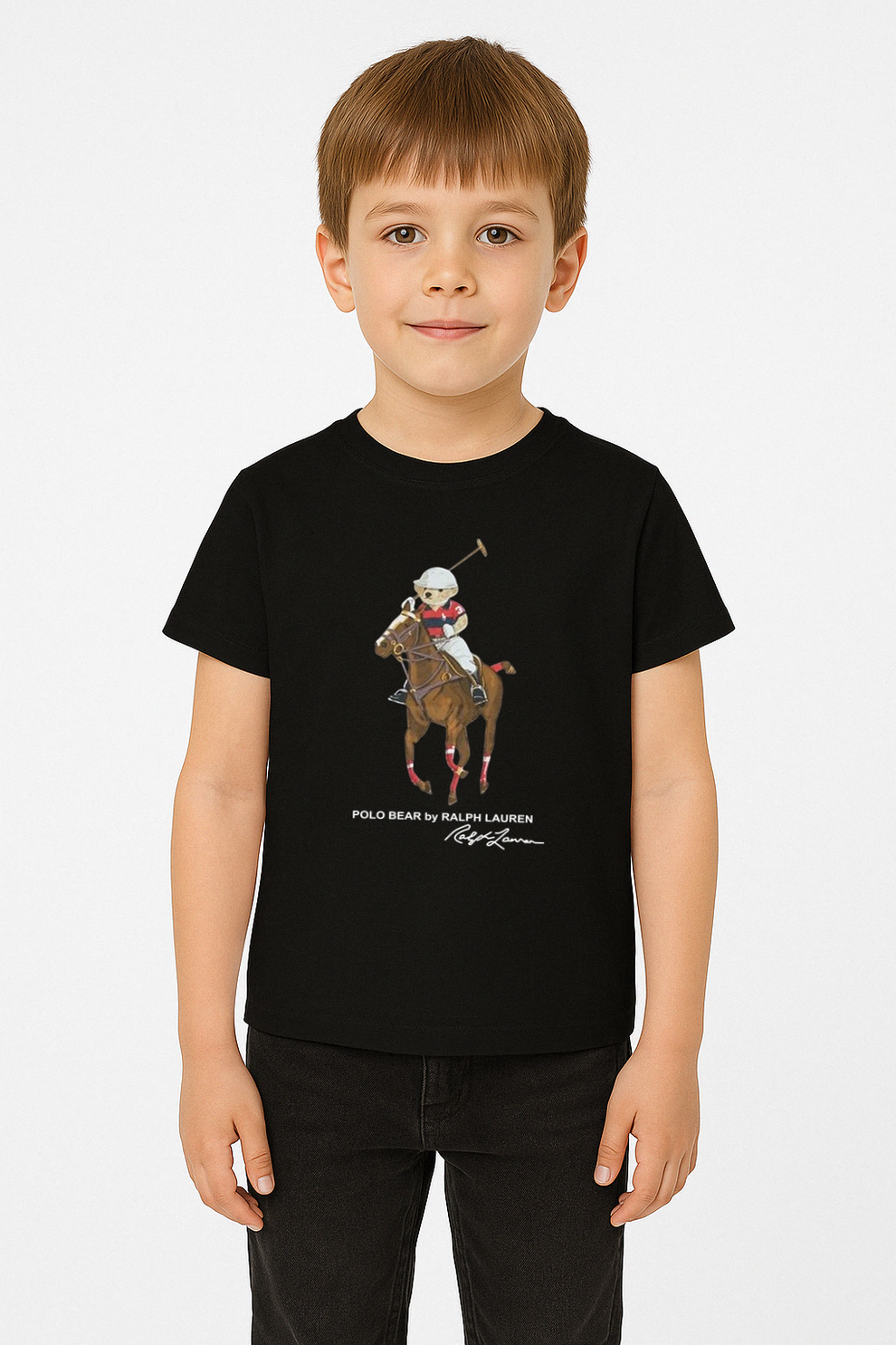 Kids Polo Bear Shirt - Black