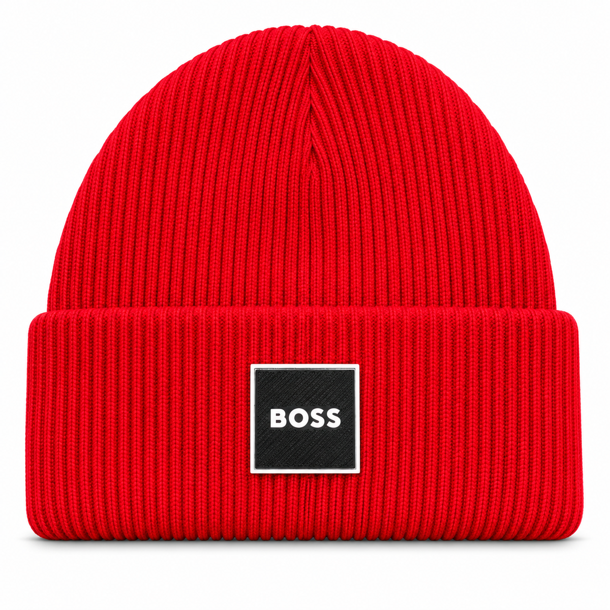 BOSS Style Premium Ribbed Knit Beanie – Signature Logo Patch