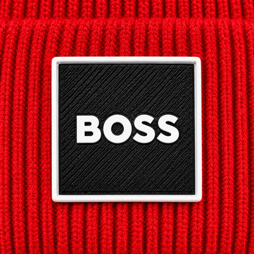 BOSS Style Premium Ribbed Knit Beanie – Signature Logo Patch