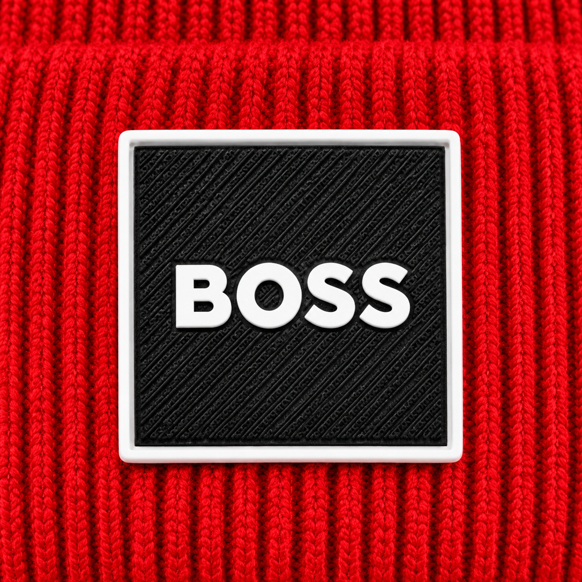 BOSS Style Premium Ribbed Knit Beanie – Signature Logo Patch