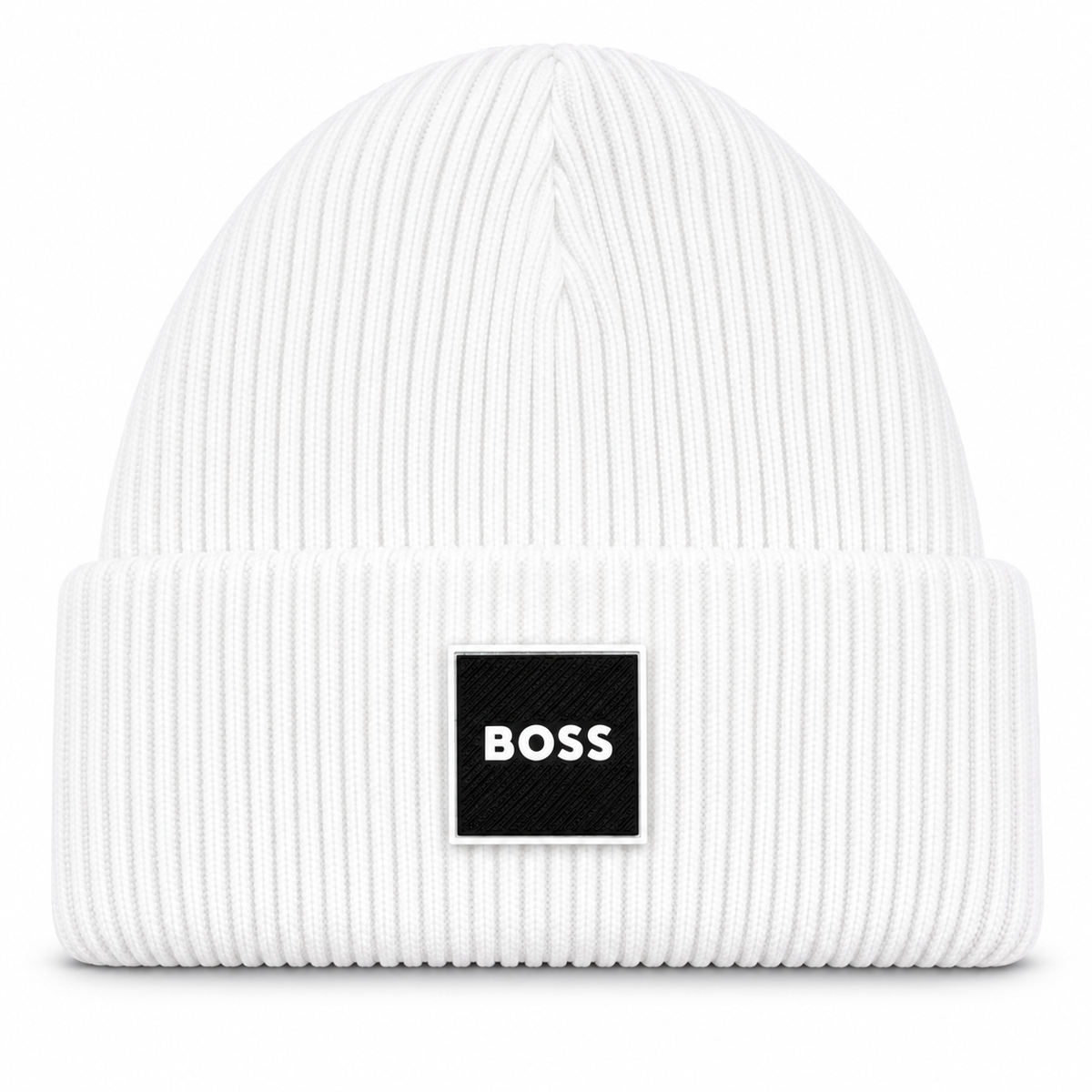 BOSS Style Premium Ribbed Knit Beanie – Signature Logo Patch