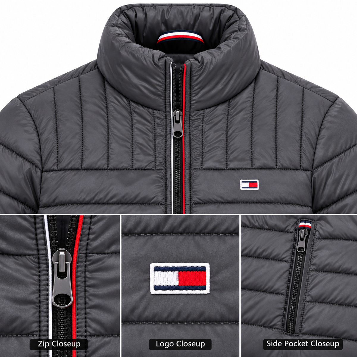 Tommy Puffer Jacket - Charcoal Gray
