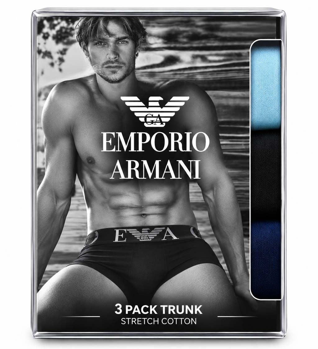 EA Men's Stretch Cotton Trunks – Pack of 3