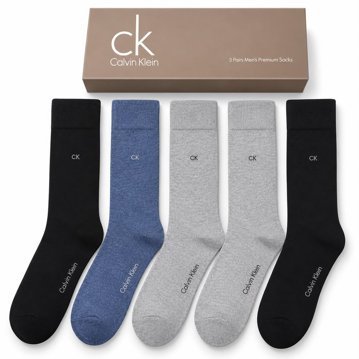 CK Men's Premium Crew Socks – Pack of 5 Gift Box