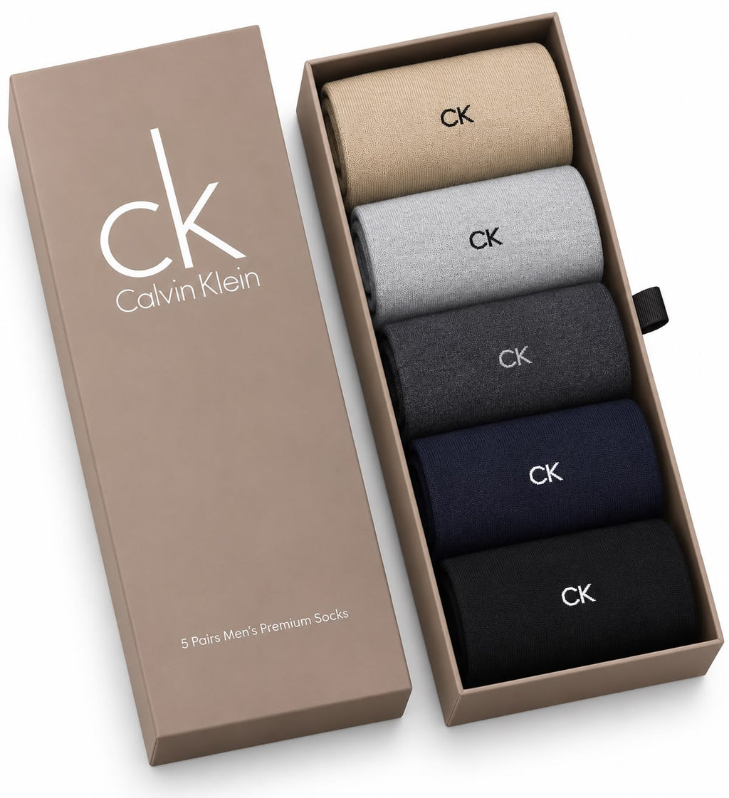 CK Men's Premium Crew Socks – Pack of 5 Gift Box