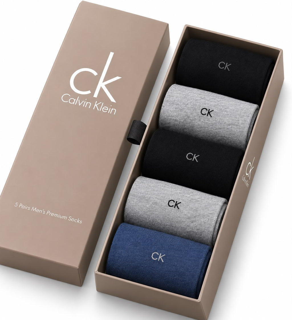 CK Men's Premium Crew Socks – Pack of 5 Gift Box