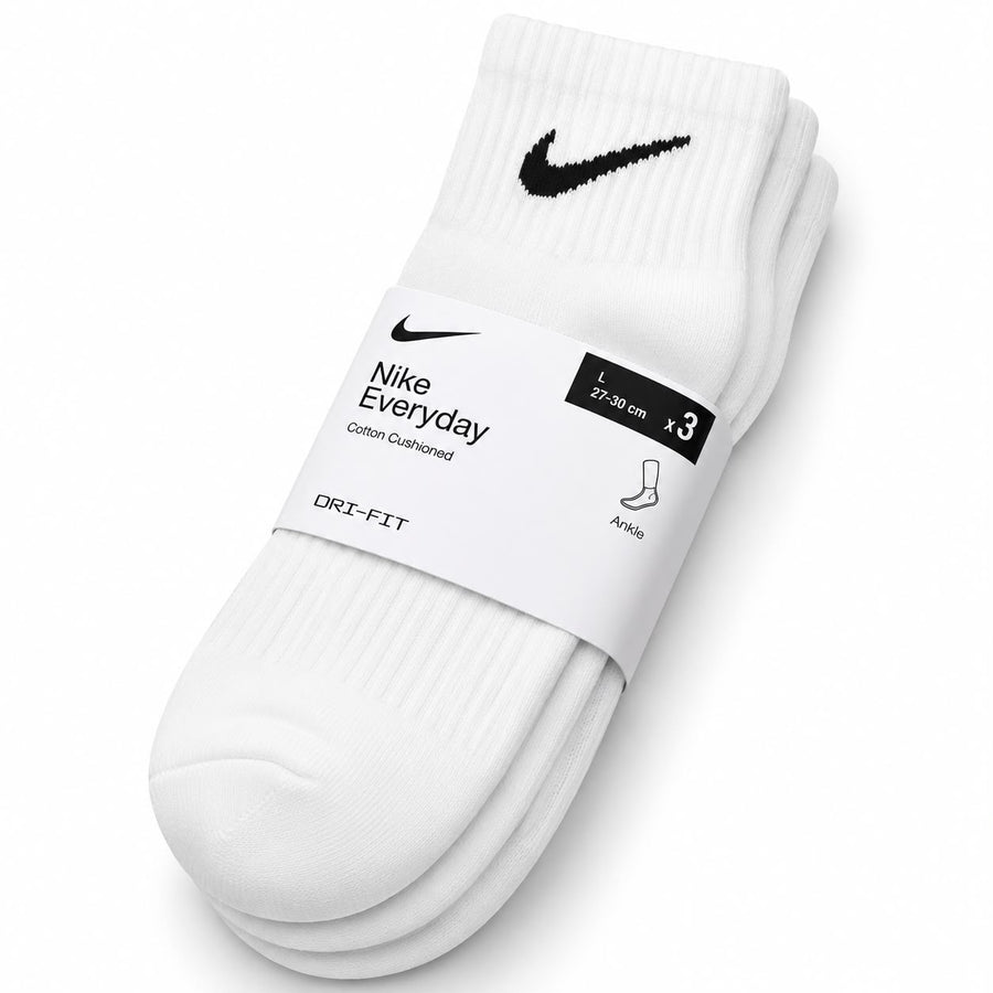 Nk Everyday Cushioned Ankle Socks – White (Pack of 3)