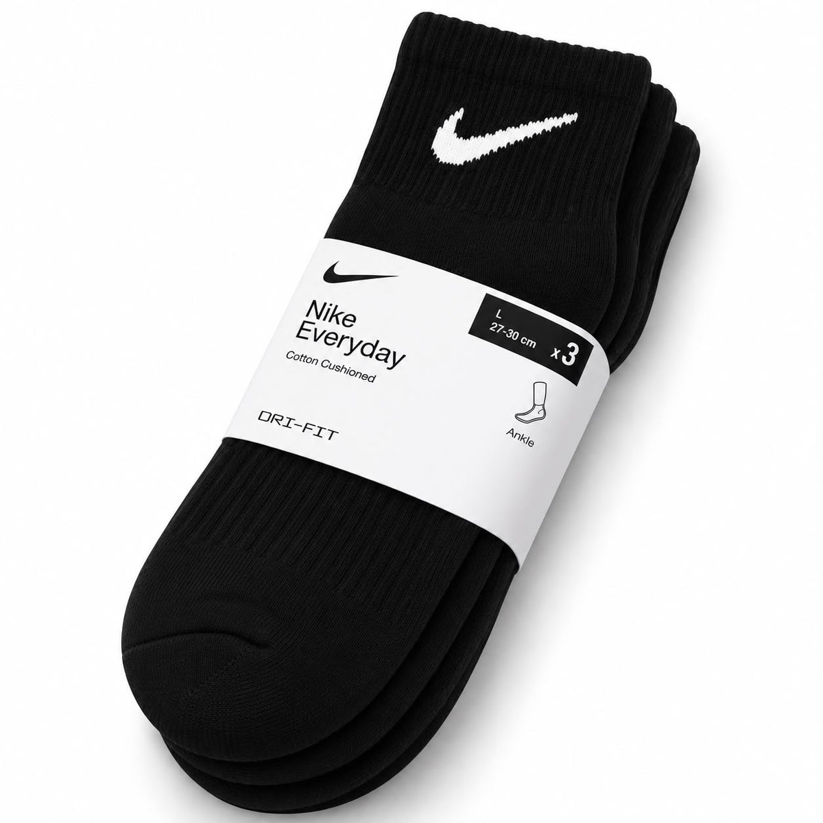 Nk Everyday Cushioned Ankle Socks – Black (Pack of 3)