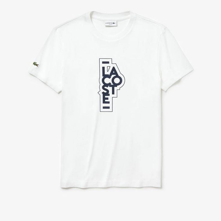 Lacoste Vertical Logo Tee - White - Brand Store