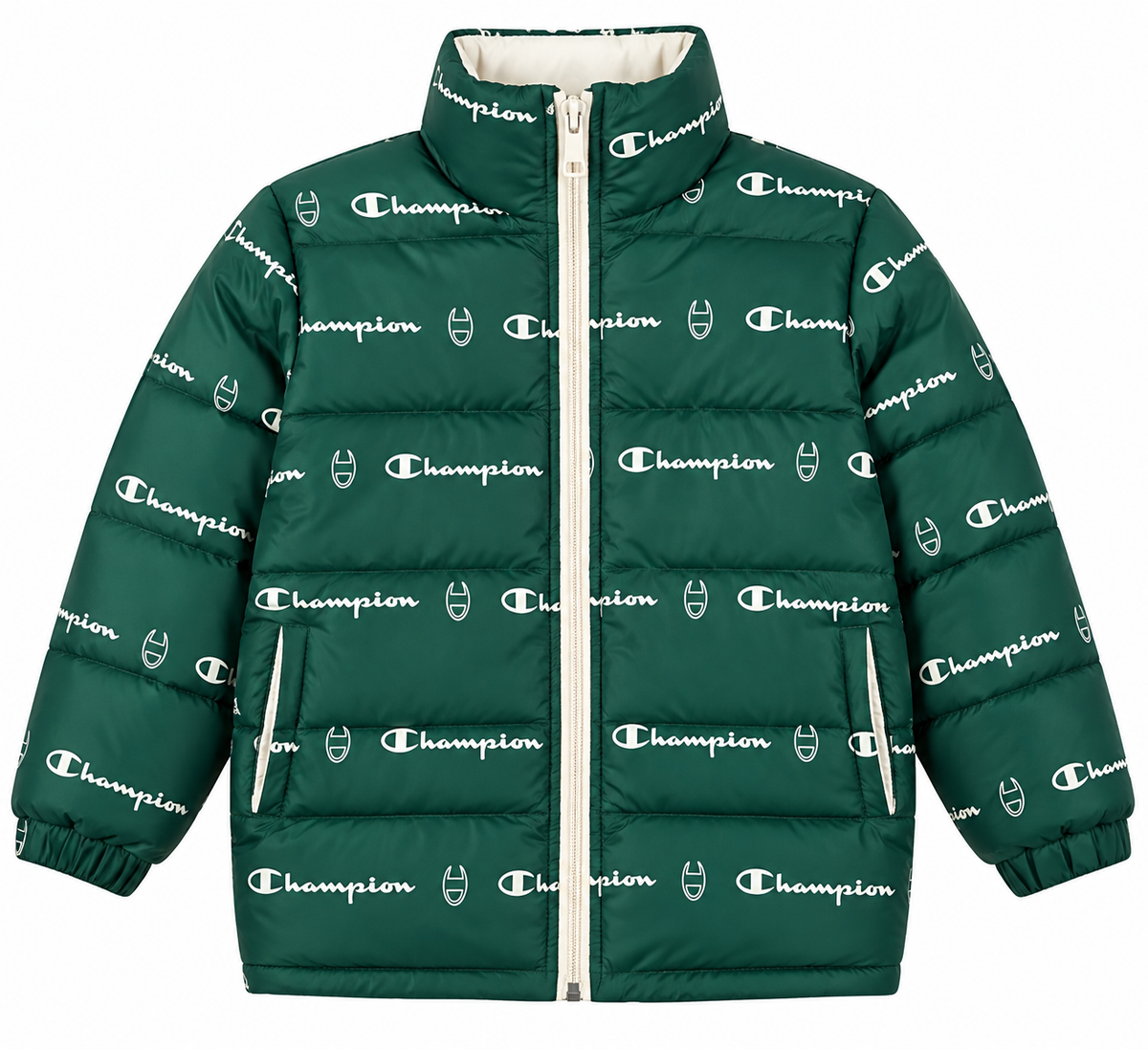 Champion Kids All-Over Logo Puffer Jacket – Unisex