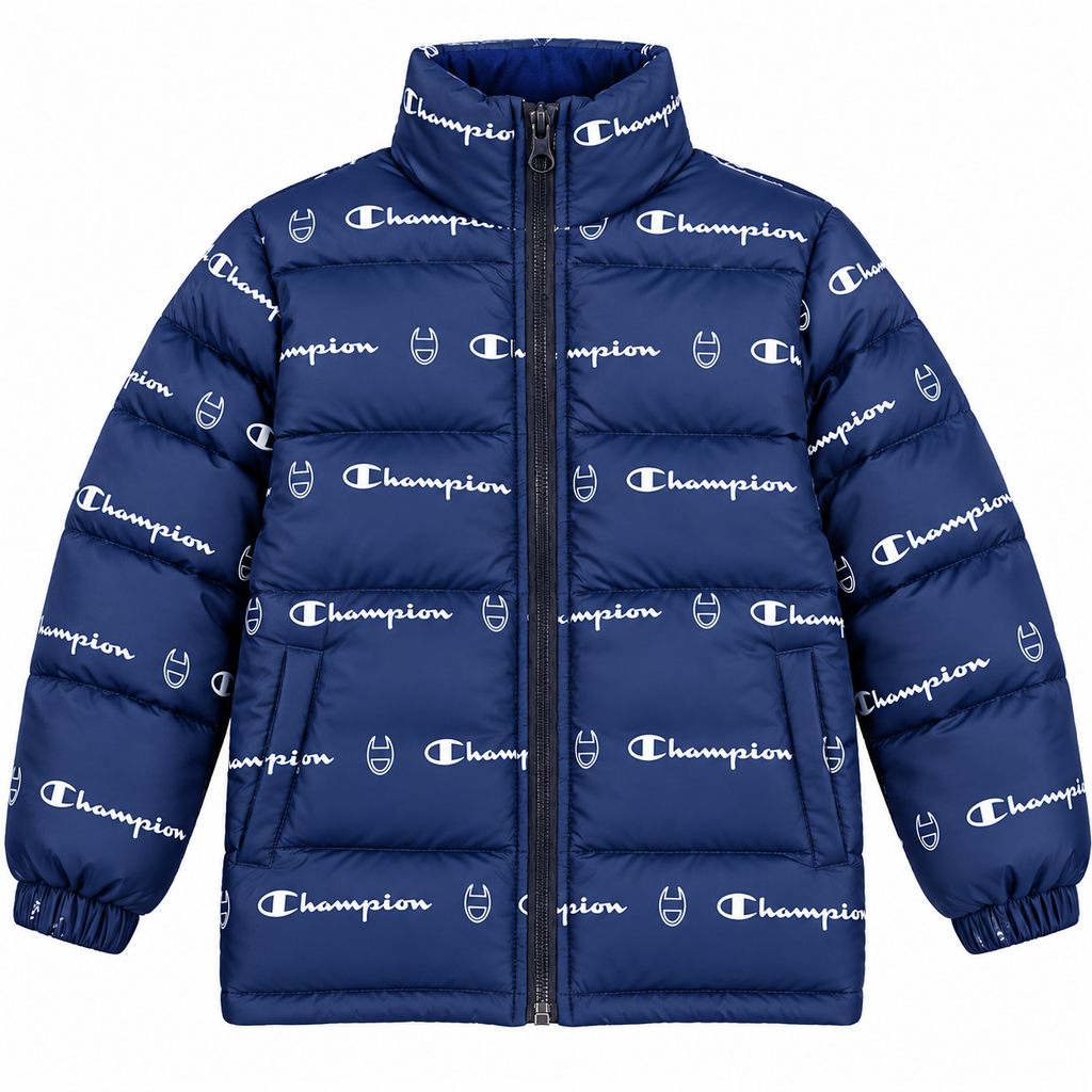 Champion Kids All-Over Logo Puffer Jacket – Unisex