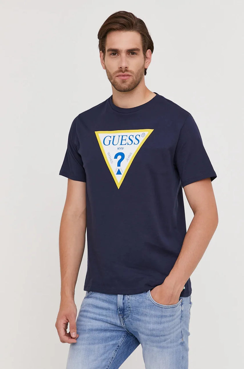 Guess Triangle  Logo Tee - Navy - Brand Store