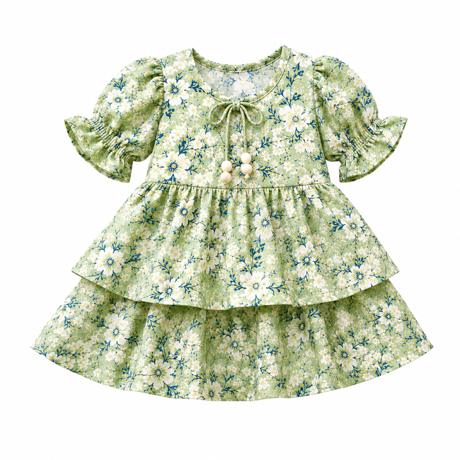 Pinola Meadow Bloom Layered Frock - Olive Green