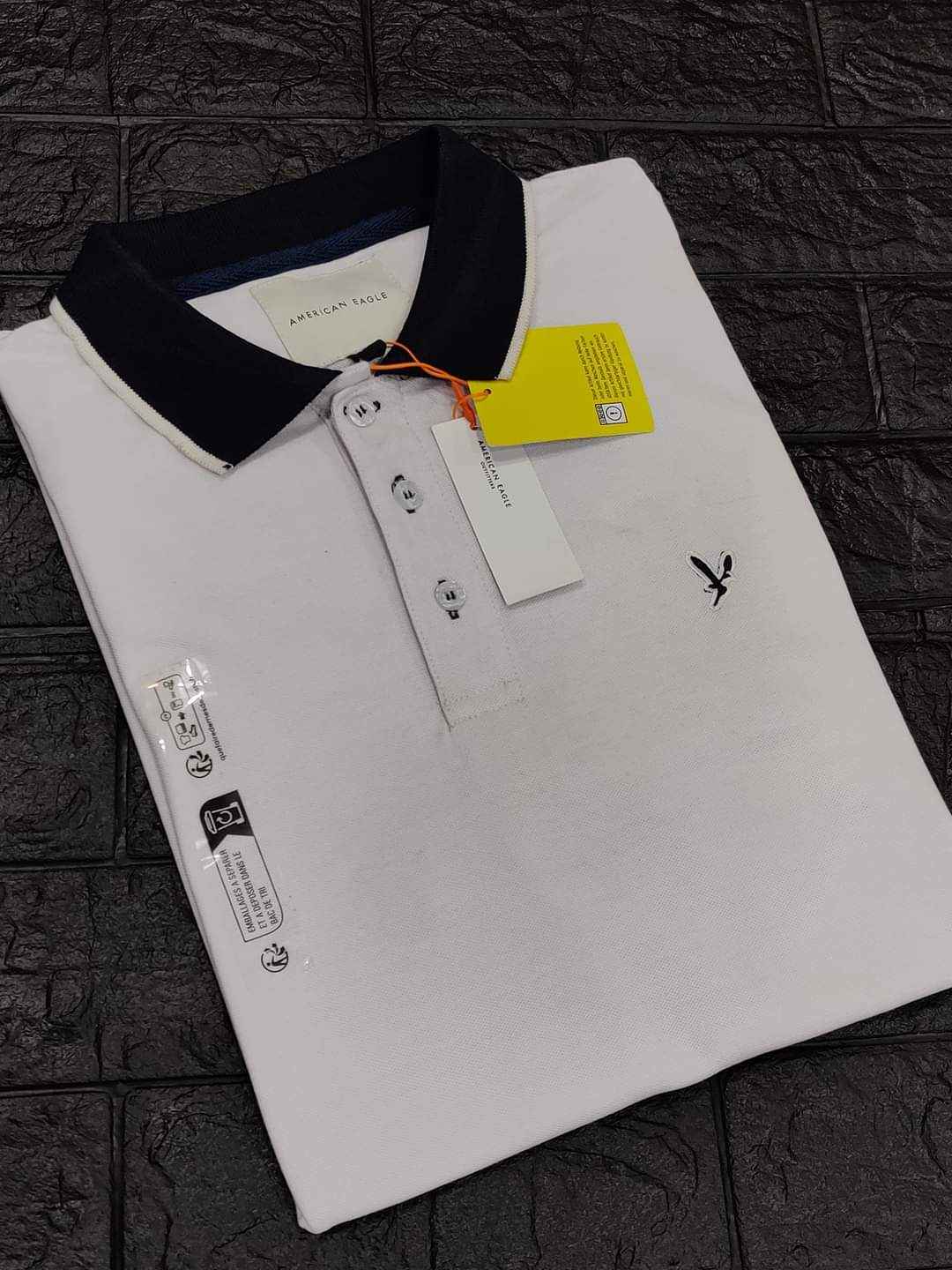 American Eagle Pique Polo - White