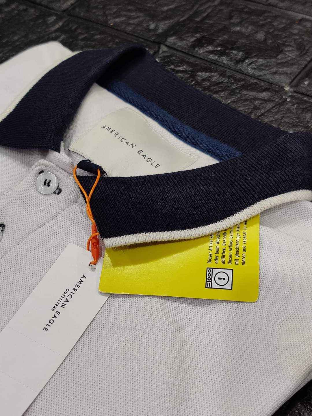 American Eagle Pique Polo - White