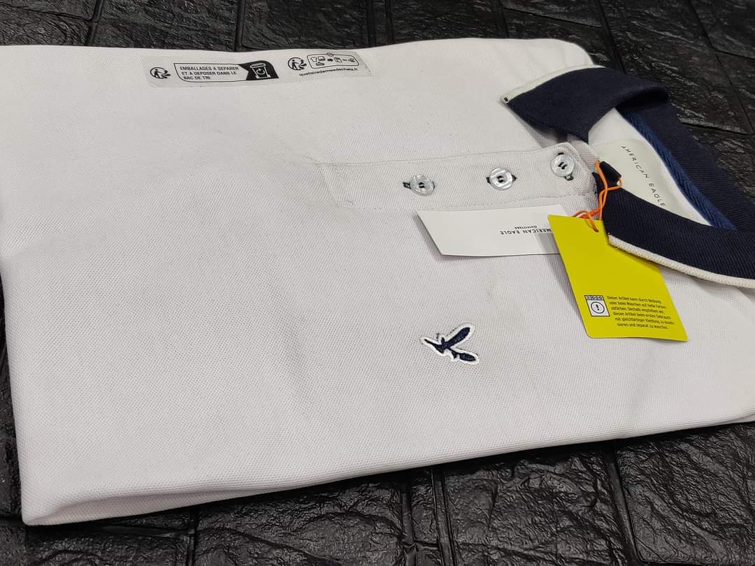 American Eagle Pique Polo - White - Brand Store