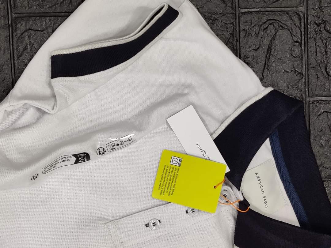 American Eagle Pique Polo - White - Brand Store