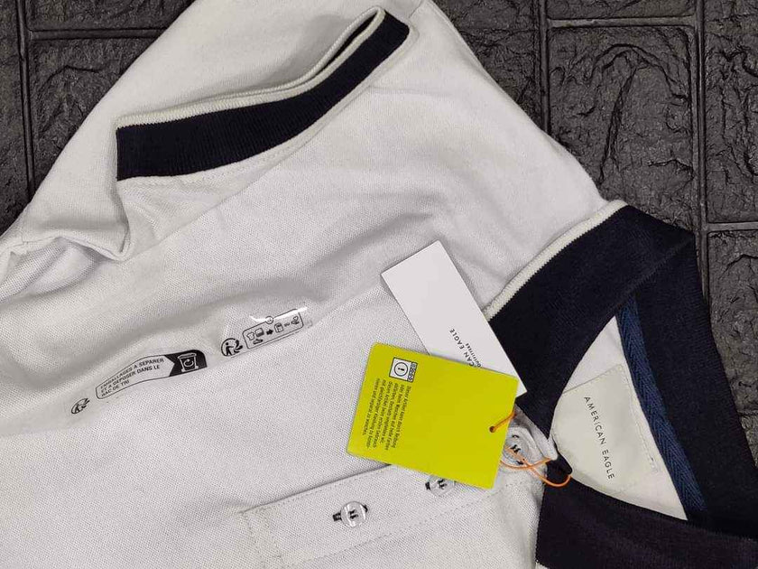 American Eagle Pique Polo - White