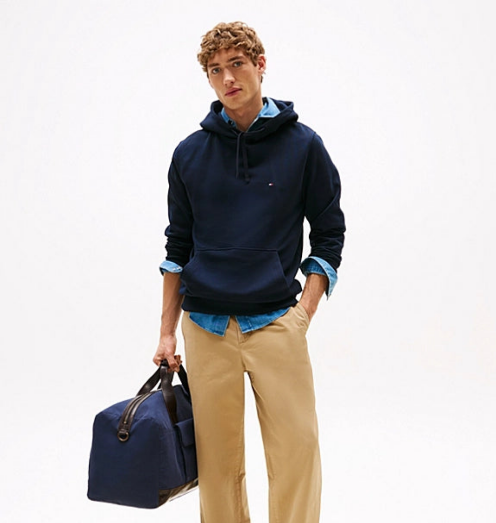 Tommy H Classic Logo Hoodie - Navy - Brand Store