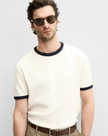 Zara Contrast Sleeves Cotton Tee - White - Brand Store