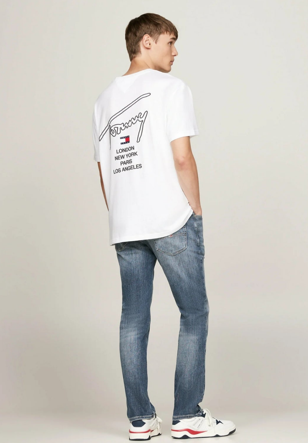 Tommy Hilifiger Dual Printed Tee - White - Brand Store