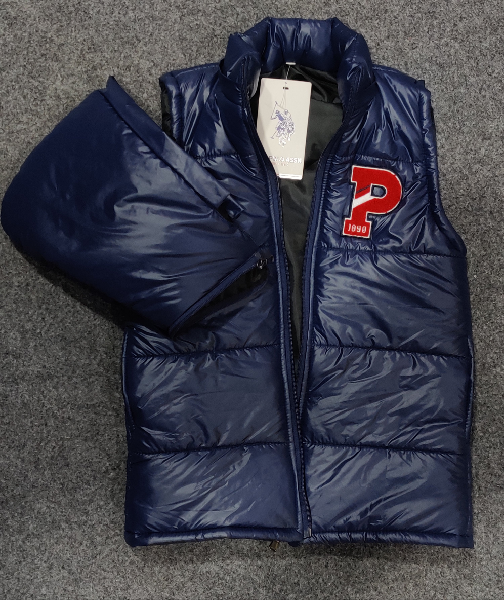 US Polo Jacket Sleeveless With Cap  - Navy Blue - Brand Store