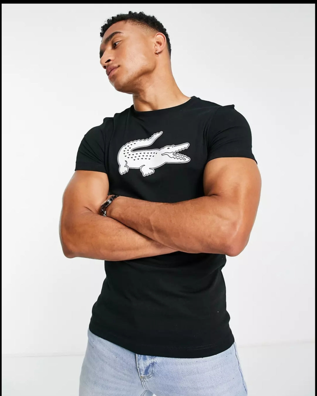Lacoste Crocodile Logo Tee - Black - Brand Store
