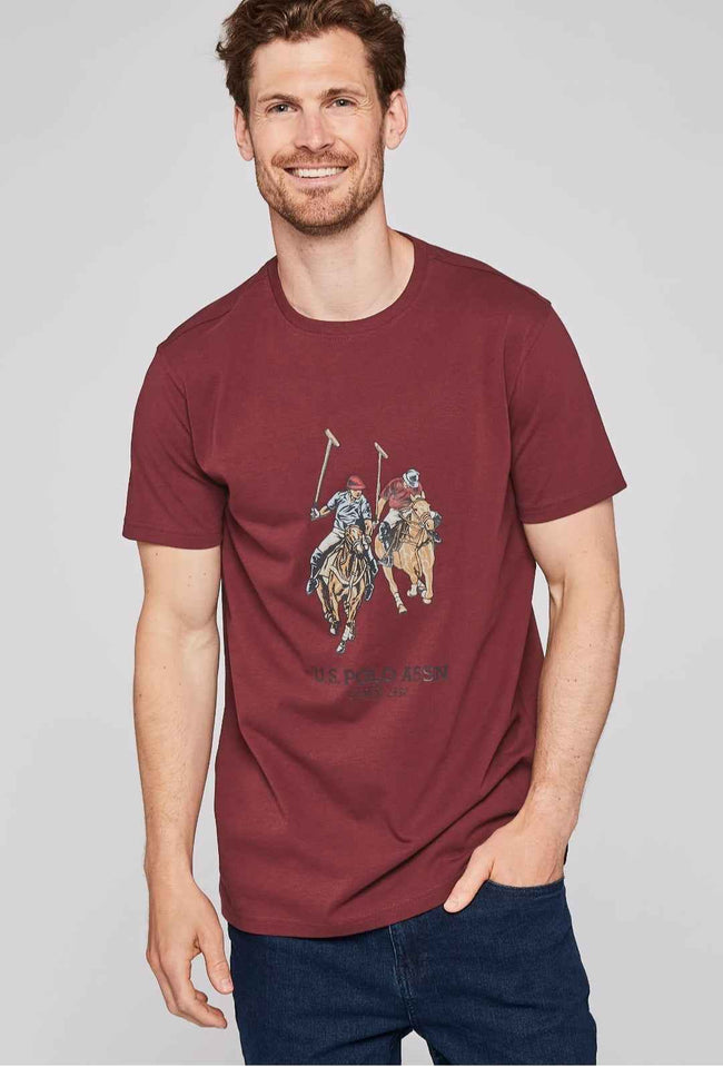 USPA Dual Pony Logo Tee - Burgendy