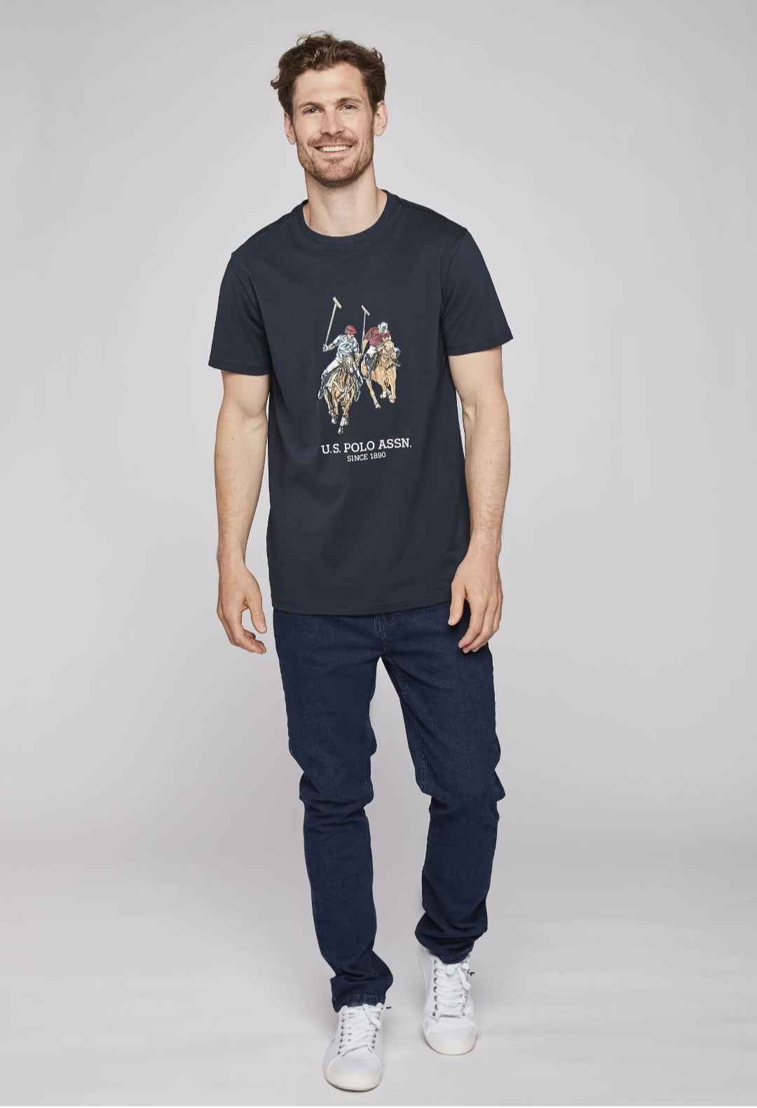 USPA Dual Pony Logo Tee - Navy