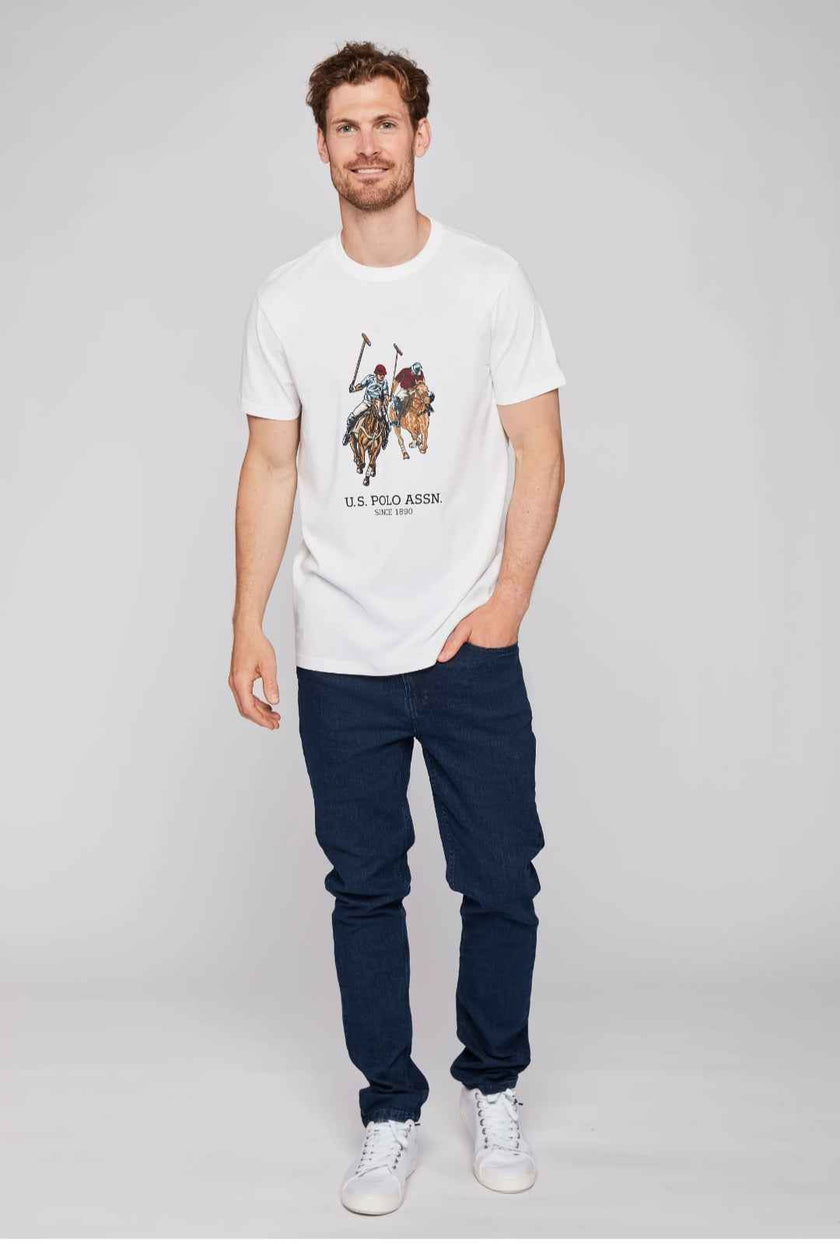 USPA Dual Pony Logo Tee - White