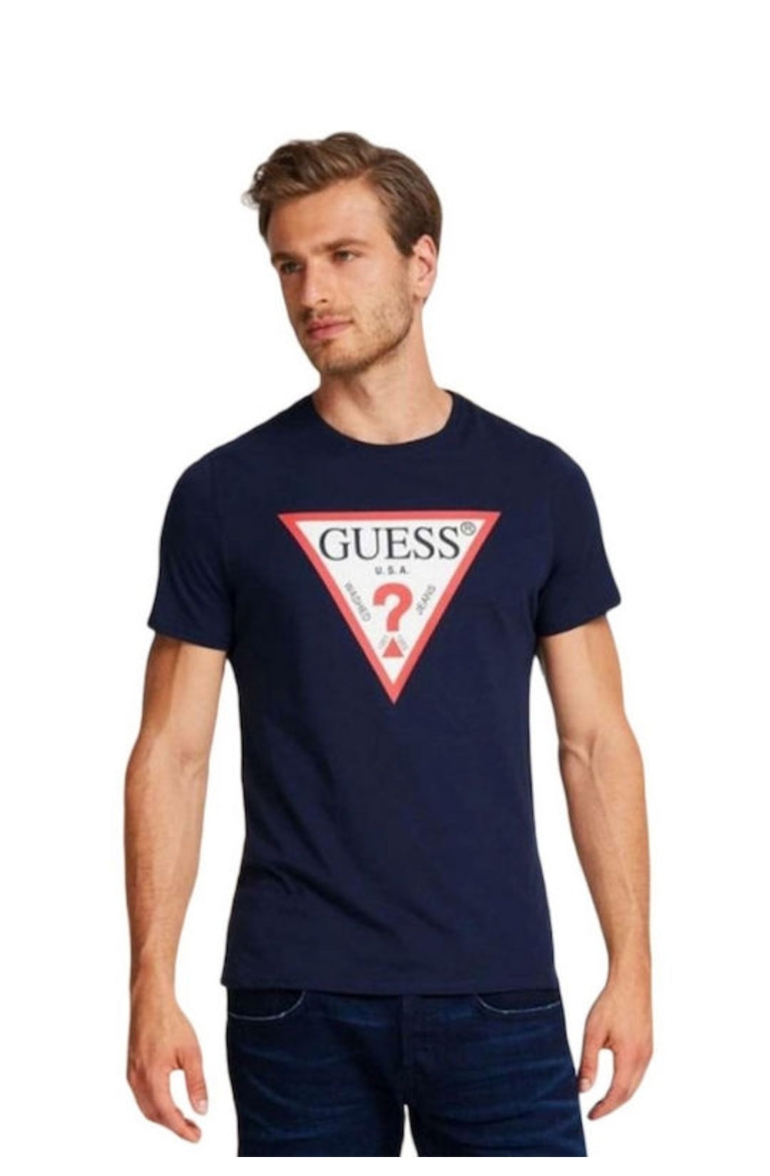 Guess Triangle Vintage Logo Tee - Black - Brand Store