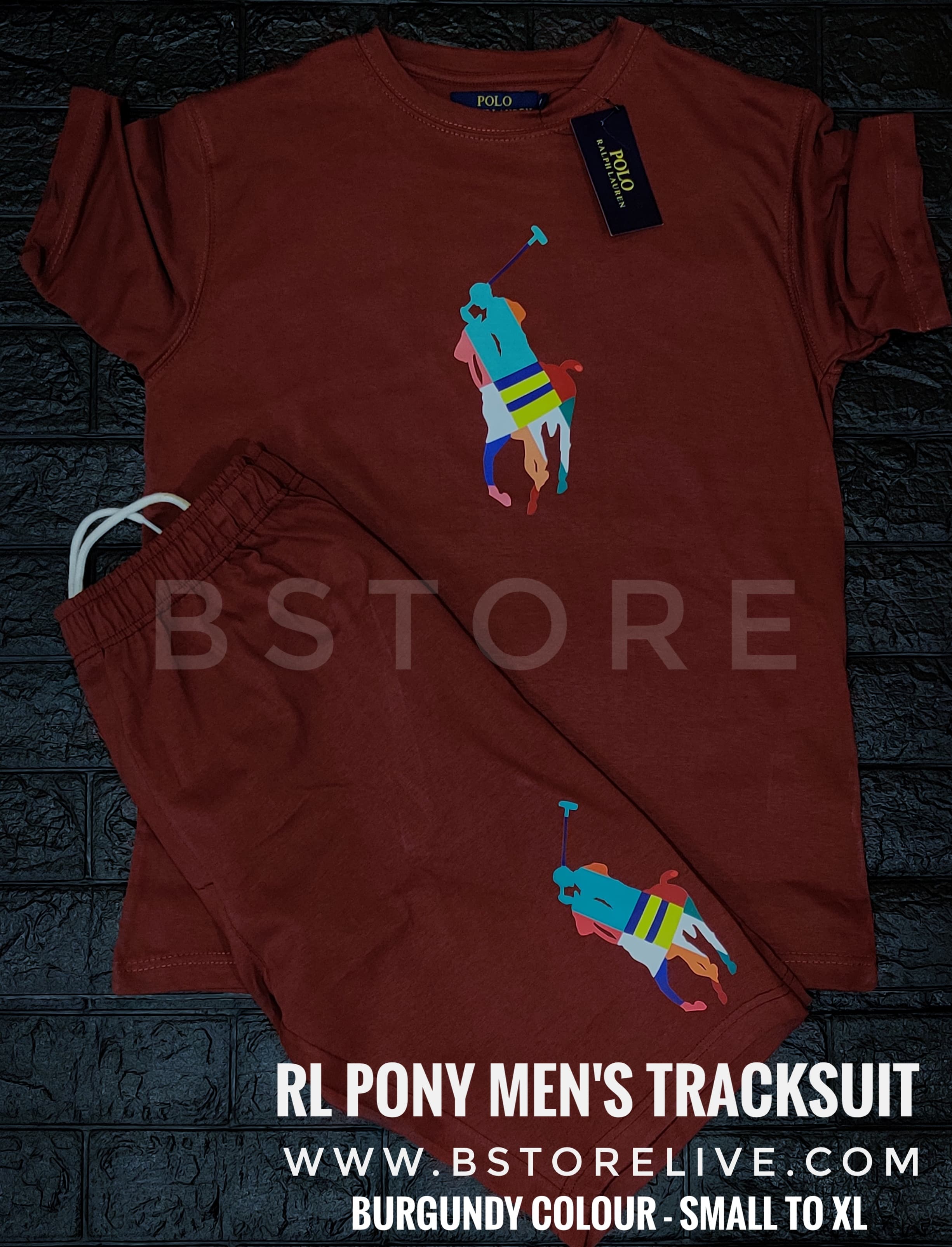 RL Polo Short Set - Burgendy - Brand Store
