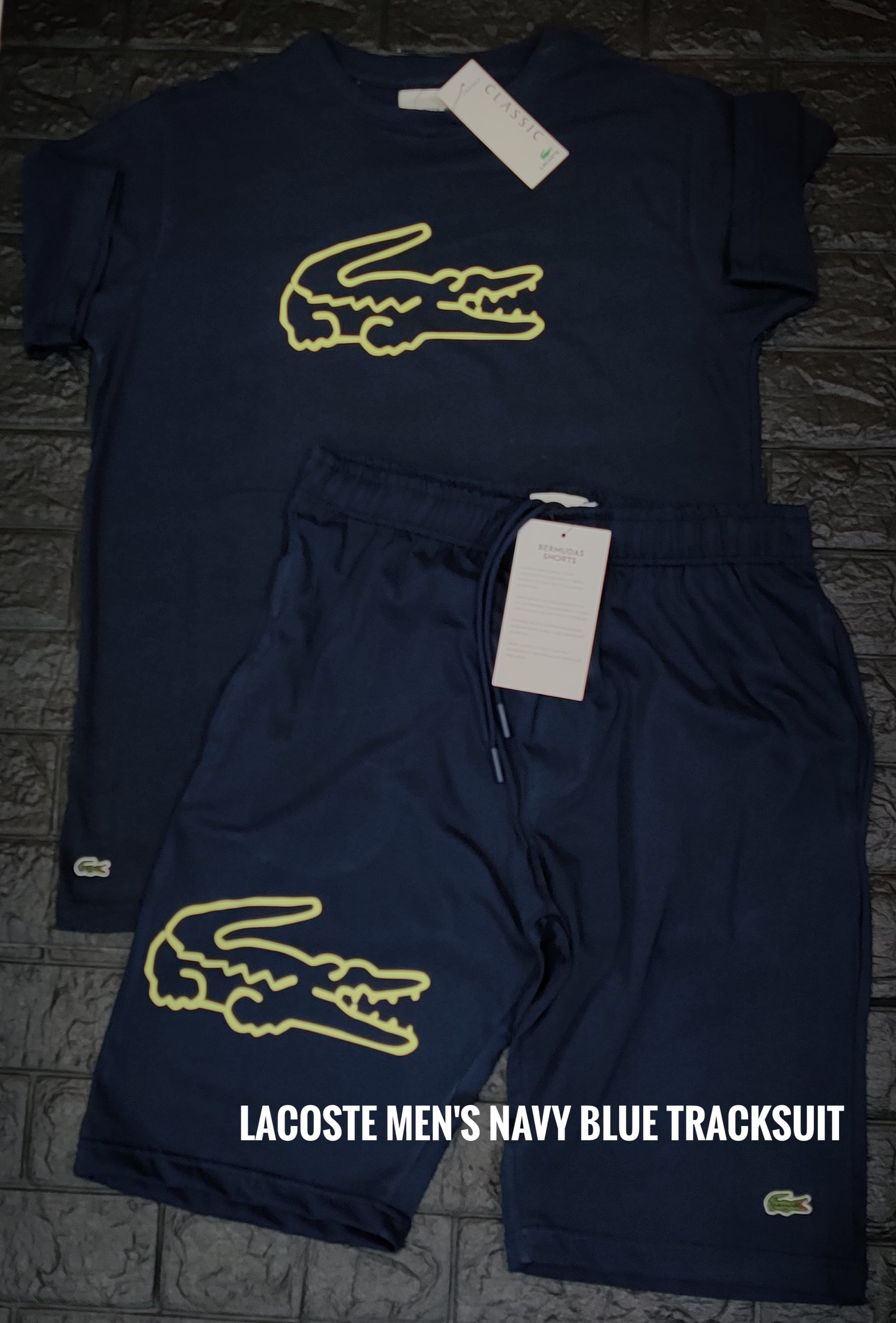 Lacoste Neon Logo Short Set - Navy - Brand Store