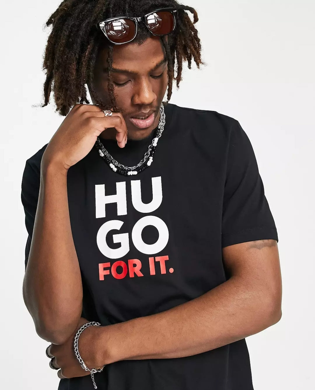 Hugo For It Slogan Tee - Black - Brand Store
