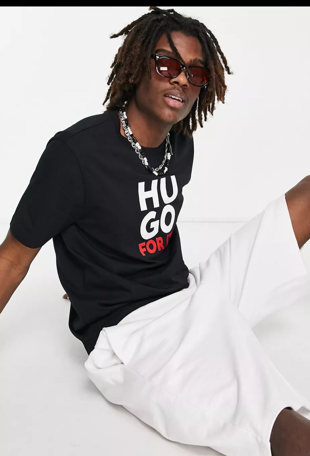 Hugo For It Slogan Tee - Black - Brand Store