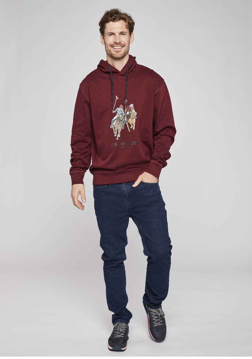 Us Polo Elaf Dual Pony Fleece Hoodie - Burgendy
