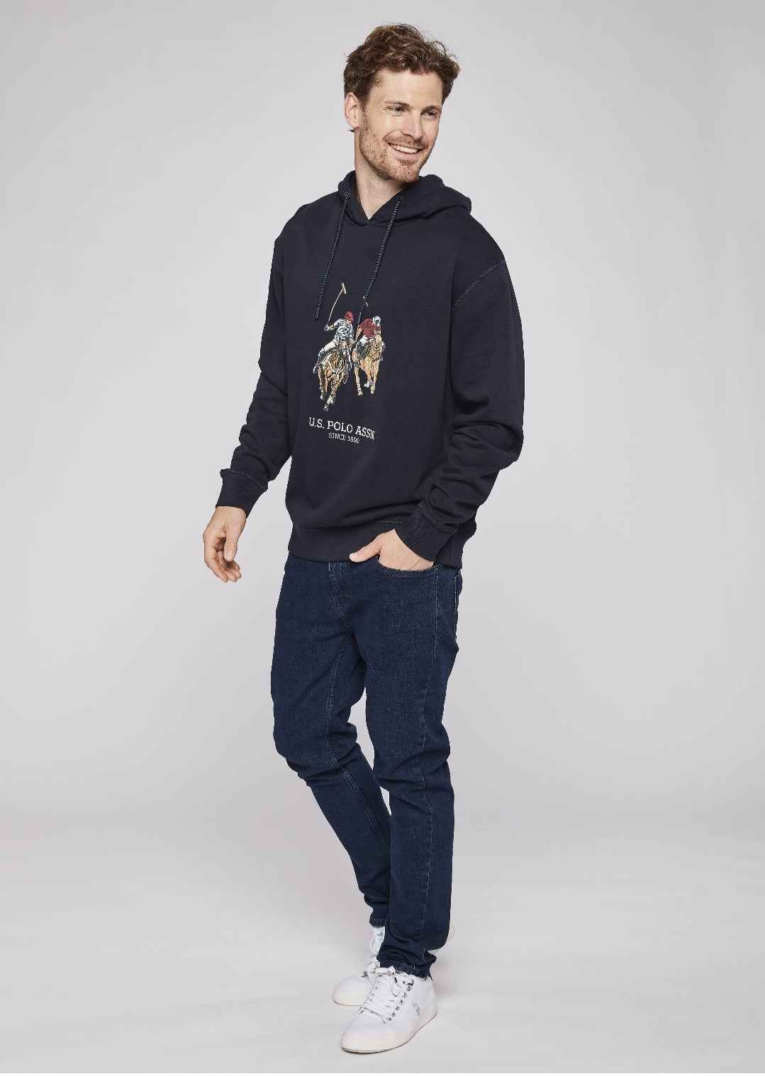 Us Polo Elaf Dual Pony Fleece Hoodie - Navy