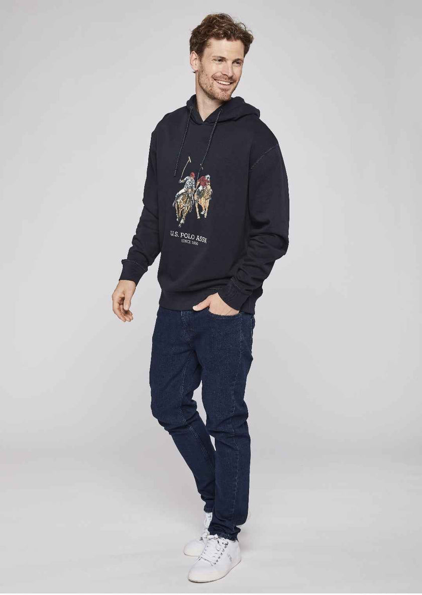 Us Polo Elaf Dual Pony Fleece Hoodie - Navy