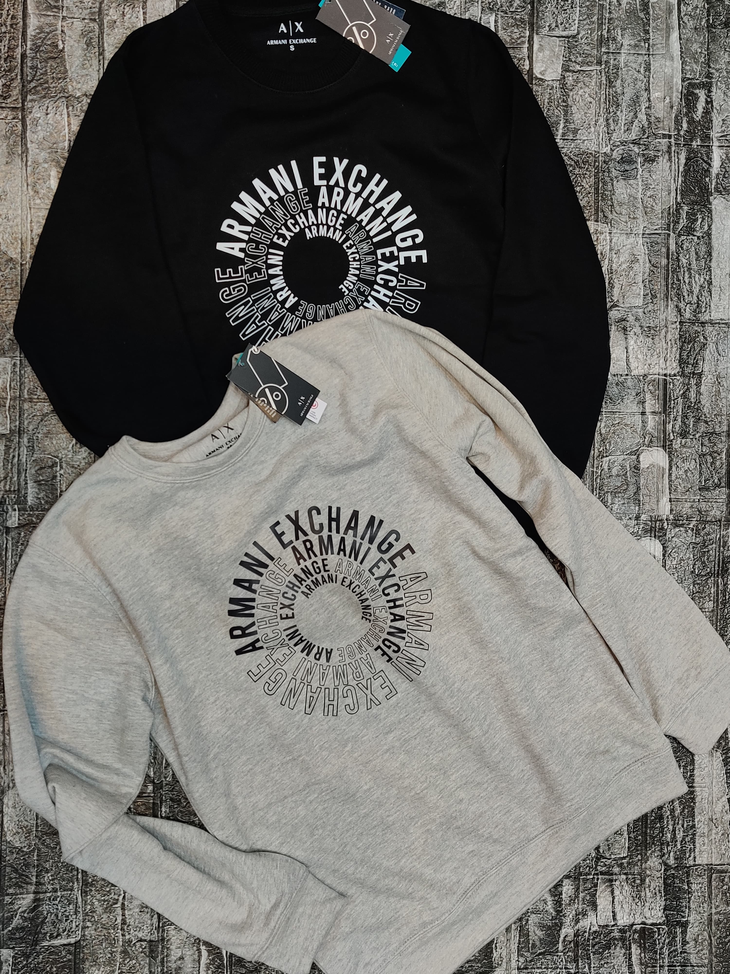 Armani Exchange Swirl Logo Sweatshirt - Heather Gray - Brand Store