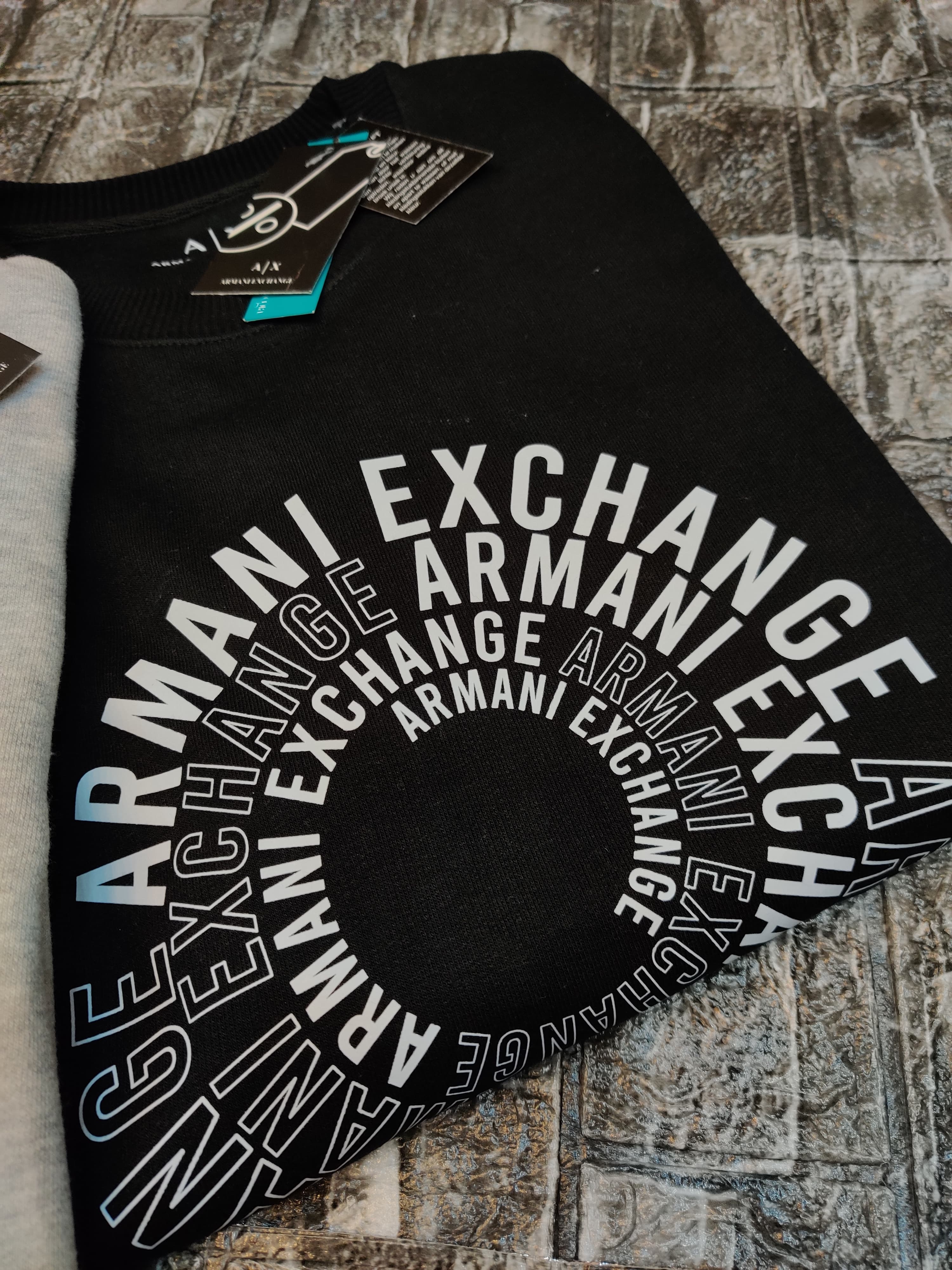 Armani Exchange Swirl Logo Sweatshirt - Heather Gray - Brand Store