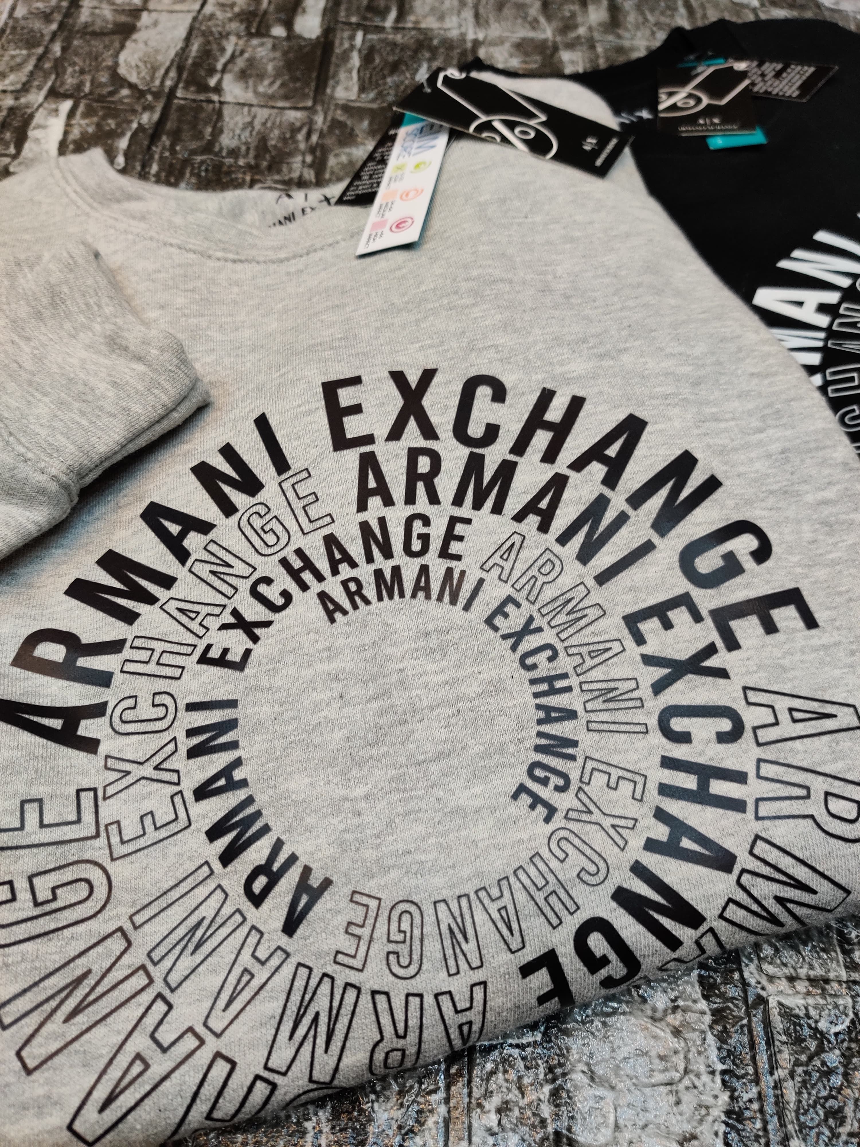 Armani Exchange Swirl Logo Sweatshirt - Heather Gray - Brand Store