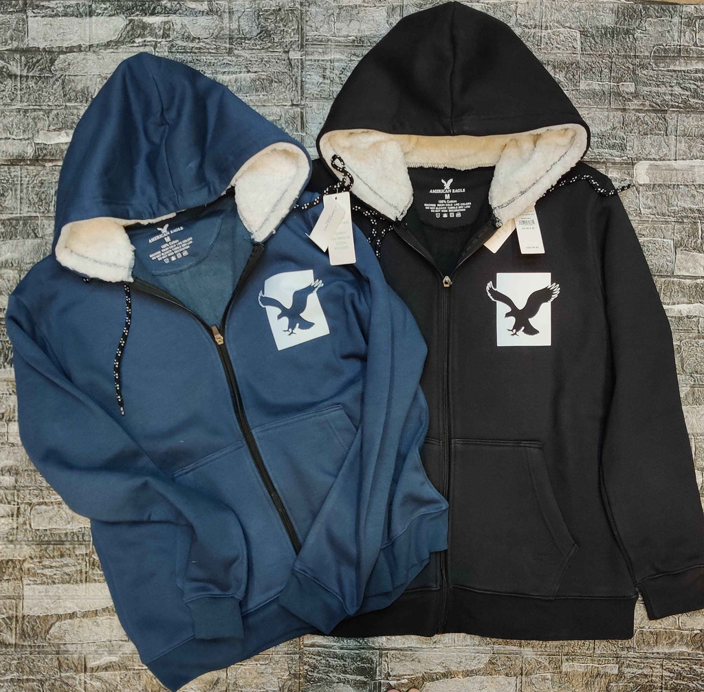 American Eagle Zipper Hoodie - Black