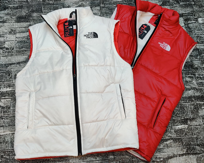 TNF Puffer Gillet Jacket - White/Red - Brand Store