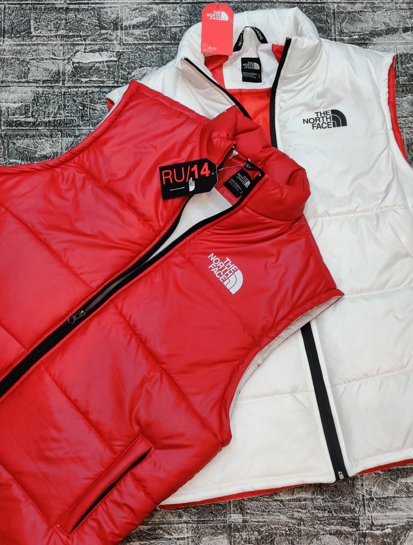 TNF Puffer Gillet Jacket - White/Red - Brand Store