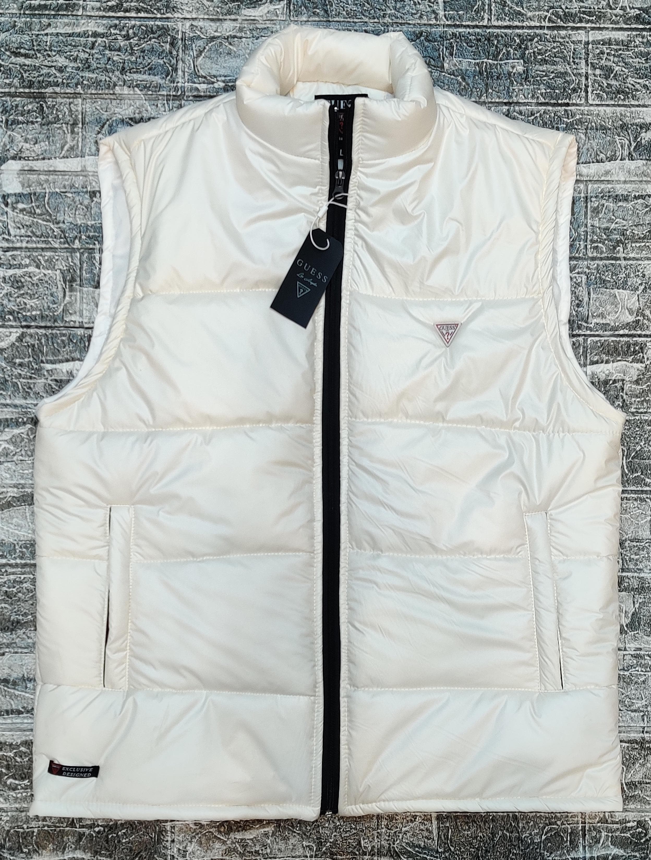 Guess Gilet Sleeveless - Textured White - Brand Store