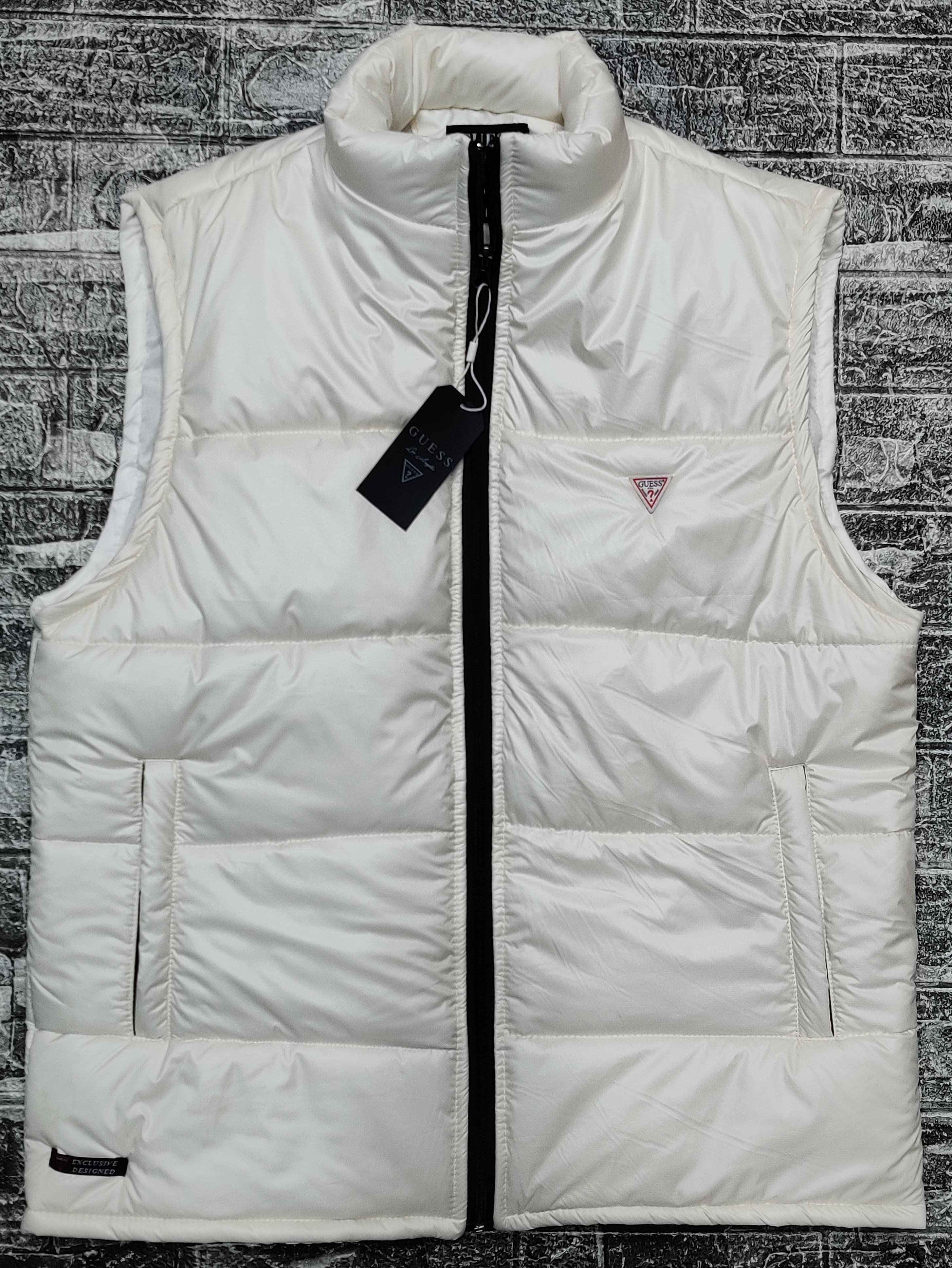 Guess Gilet Sleeveless - Textured White - Brand Store